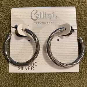 NWT Vintage Cellini Sterling Silver Tarnish Free Hoop Earrings